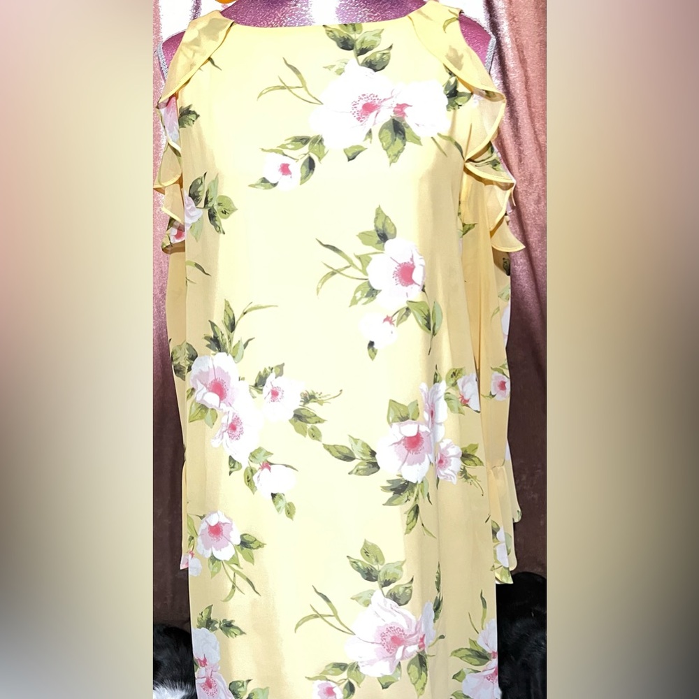 EST. 1846 yellow flowery flowing dress.
